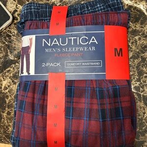 Nautica Men’s Red Plaid Fleece Sleep Pants - 2-Pack (M)